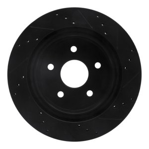 Dodge Ram 1500 Brake Rotor (1) - Rear Left - R1 Concepts - Drilled & Slotted - Black - `04-`06